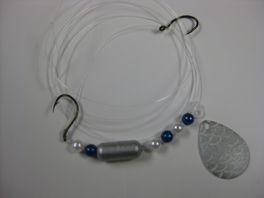 Walleye 2 Hook Floating Float Spinner Blades Rigs Crawler Harness (Glow Scale)