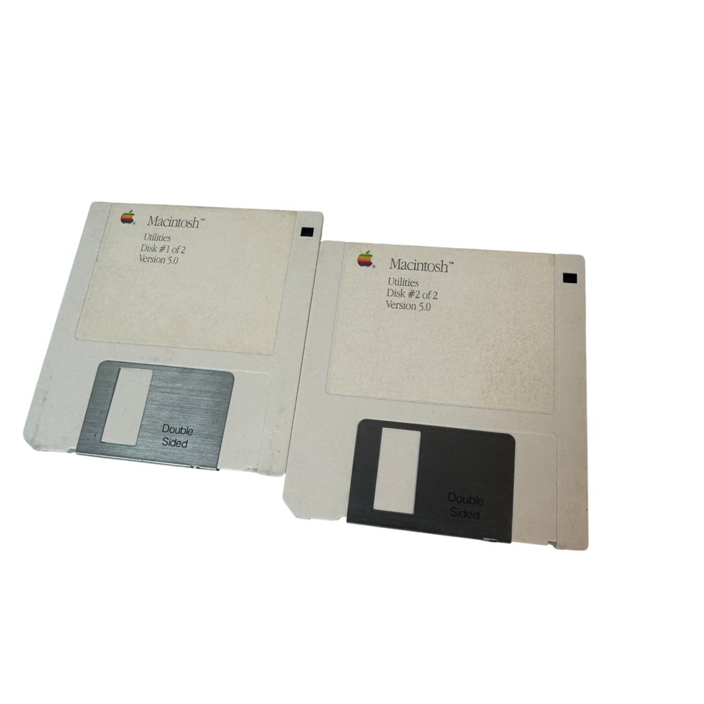 Vintage Macintosh Utilities Version 5.0 Disk Set #1 & 2 OEM System Software