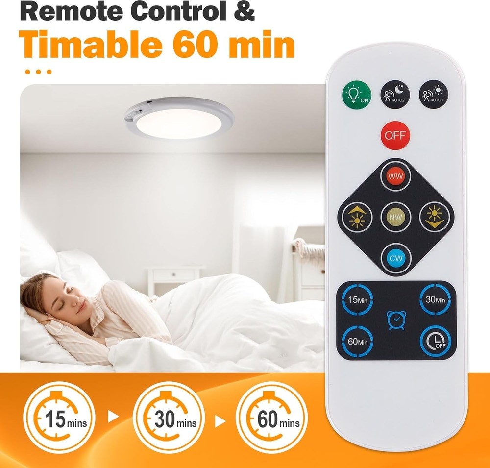 Rechargeable Wireless Remote for Closet Shower,Magnetic Motion Sensor Light