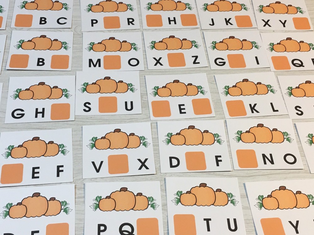 Pumpkin Patch Dry Erase - Laminated Activity Set - Missing Letters