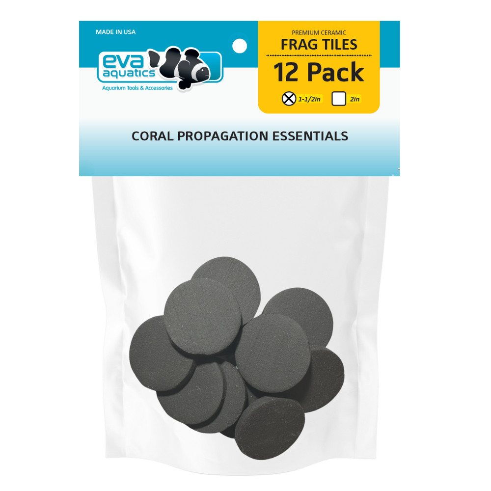 Ceramic Coral Frag Tiles, 12 pack, 1.5" Discs - SOLID BLACK