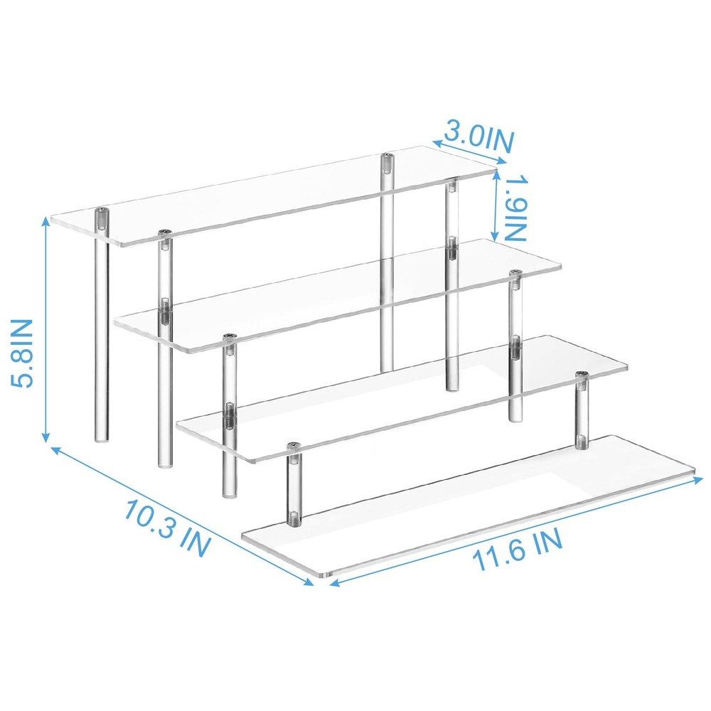 4 Tier Acrylic Perfume Organizer Stand, Clear Display Risers for Perfume