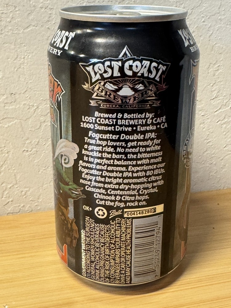 Fogcutter Double IPA - Empty Beer Can Bottom Opened - Lost Coast Brewery
