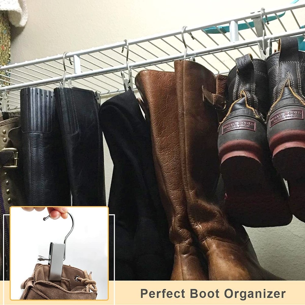 Boot Hanger Clips Hooks - 8 Pack Laundry Hook Hanging Clothes Pins Portable S...
