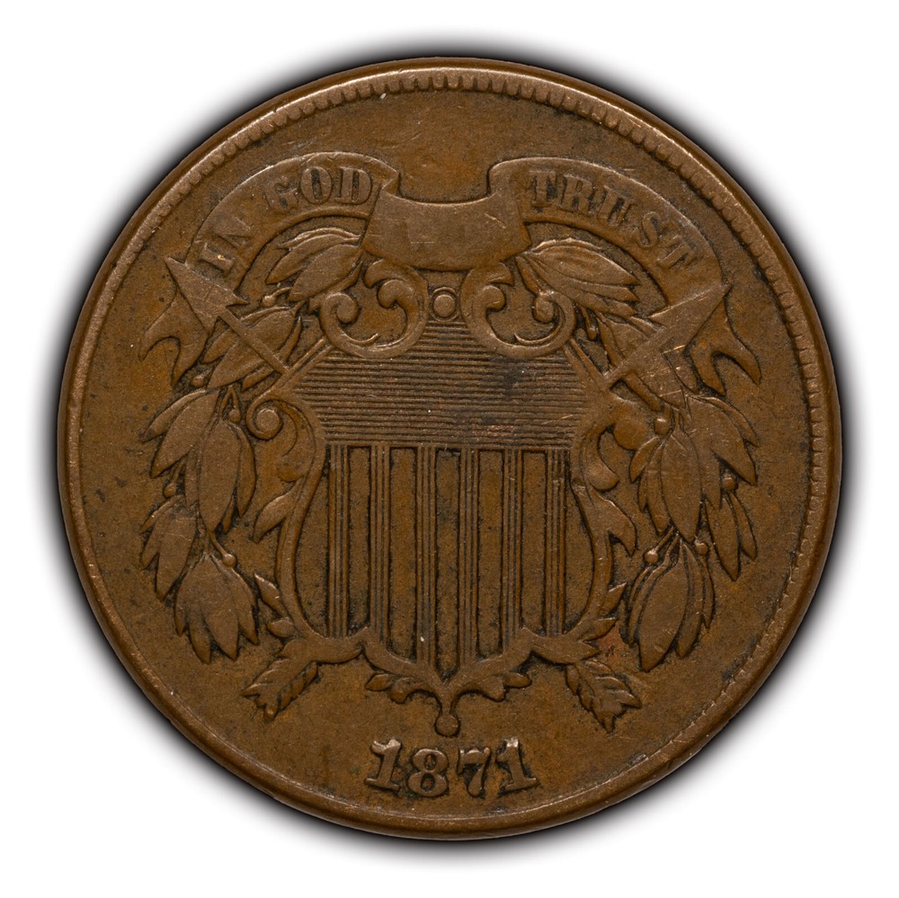 1871 2c Two Cent Piece - Semi-Key Date - Original VF - SKU-Y4655