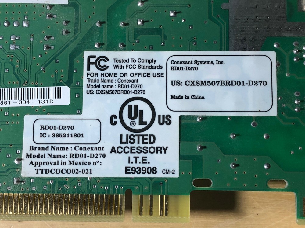 Dell Conexant RD01-D270 (RD01D270) 56 Kbps Modem PCI Card