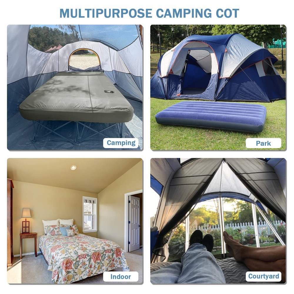 Camping Cot,Camping Cots for Adults,Folding Camping Cot with Inflatable Air M...