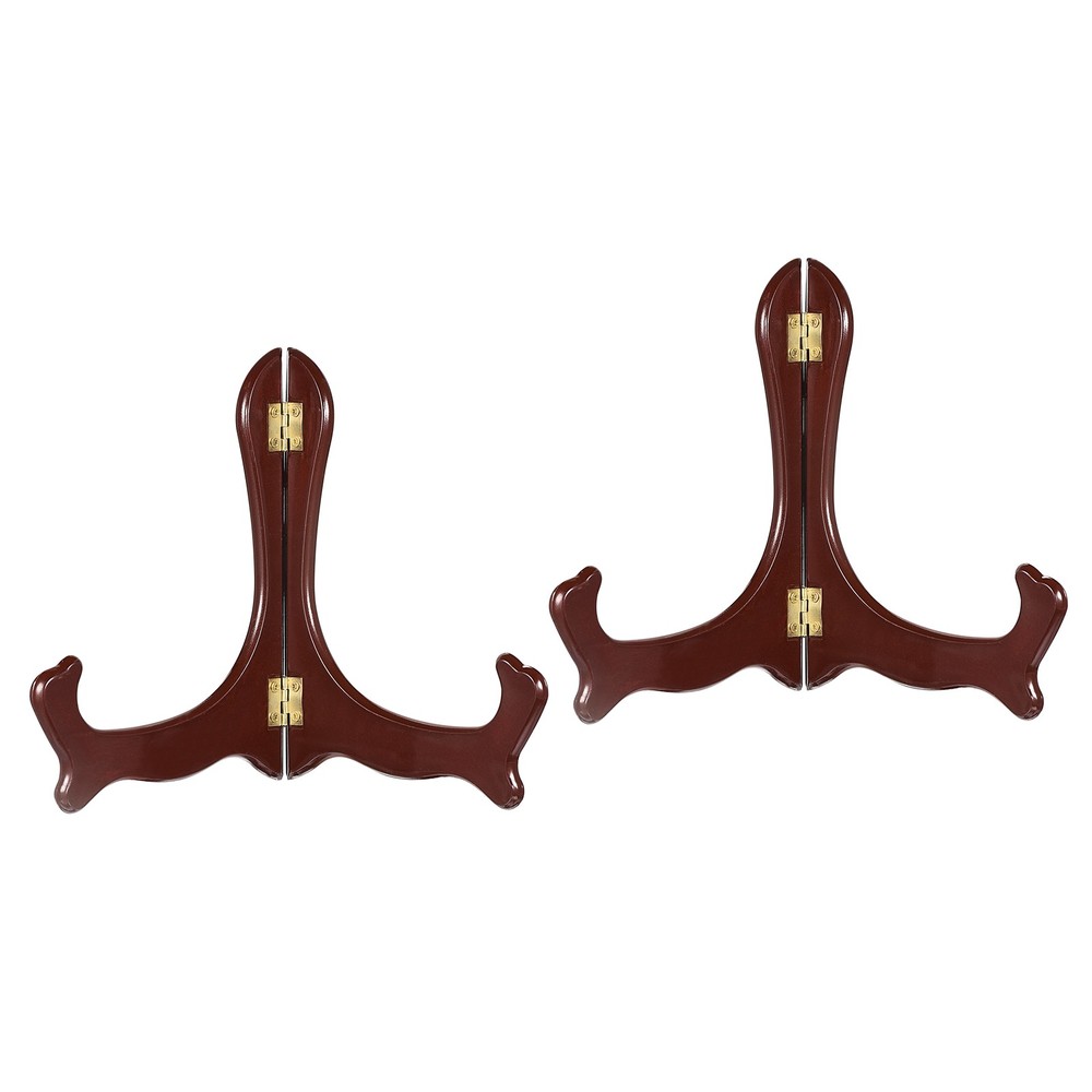 2Pcs 6.3" Easel Plate Holder Decor Plastic Folding Display Stand Brown