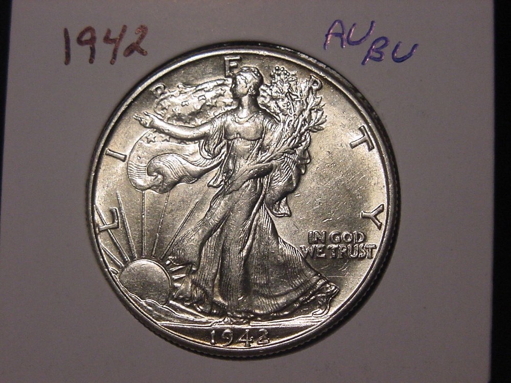1942 WALKING LIBERTY HALF AU BU HIGHER GRADE NO PROBLEM 90% SILVER SHIPS FREE