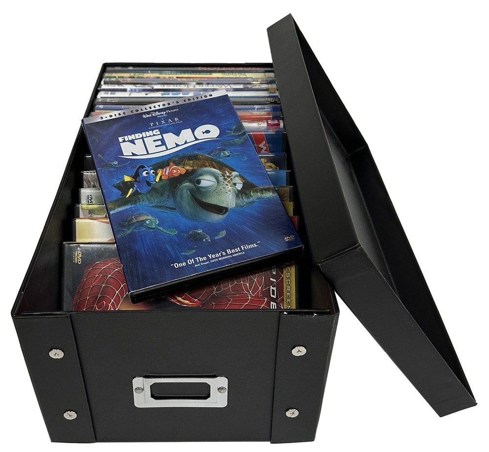 CheckOutStore Black DVD Cases Storage Box (Holds 25 Cases) Lot