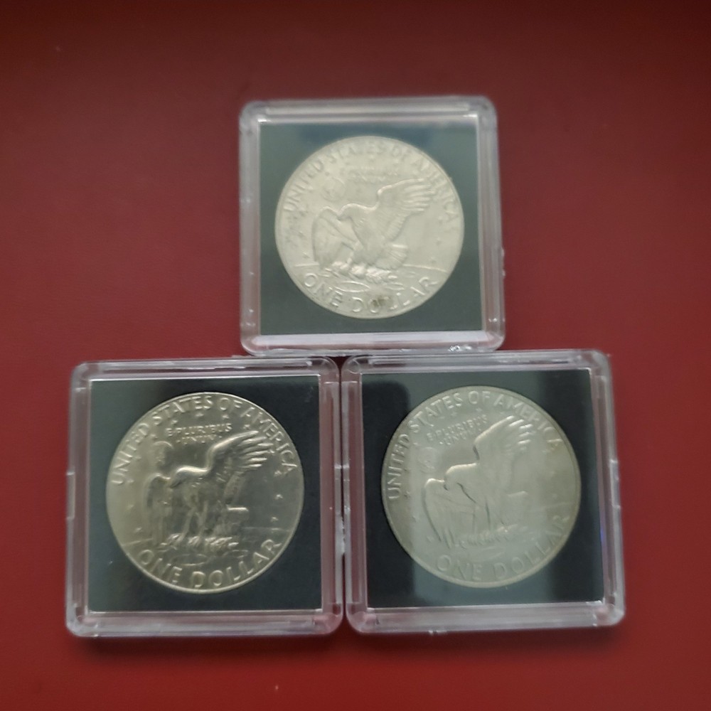 Lot Of 3 Eisenhower Ike One Dollar Coins ( RANDOM YEARS selection ) Random pulls