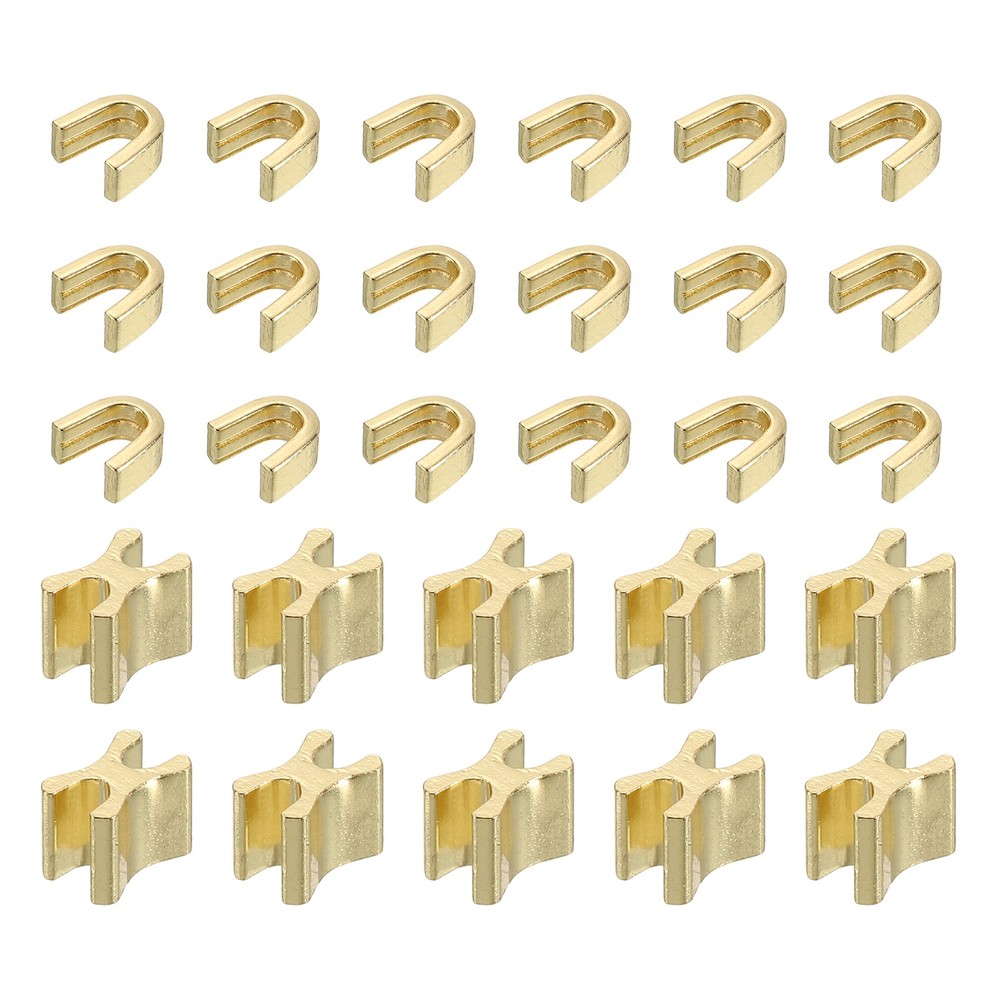 10Set Zipper Slider Retainers, Top Stoppers & Bottom Stop, Light Gold