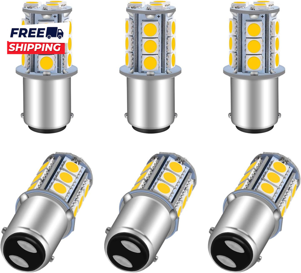 6-Pack 1076 LED Bulb for RV  1142 1004 BA15D Warm White Bulb Replacement