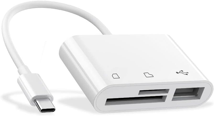 USB C to SD Card Reader, 3-in-1 Hub Converter, Micro SD TF Memory Type-C Adapter