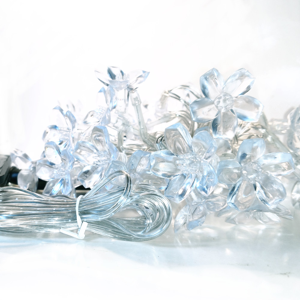 Solar Powered Peach Blossom String Lights - 30 LED Multi Colored, 8 Modes