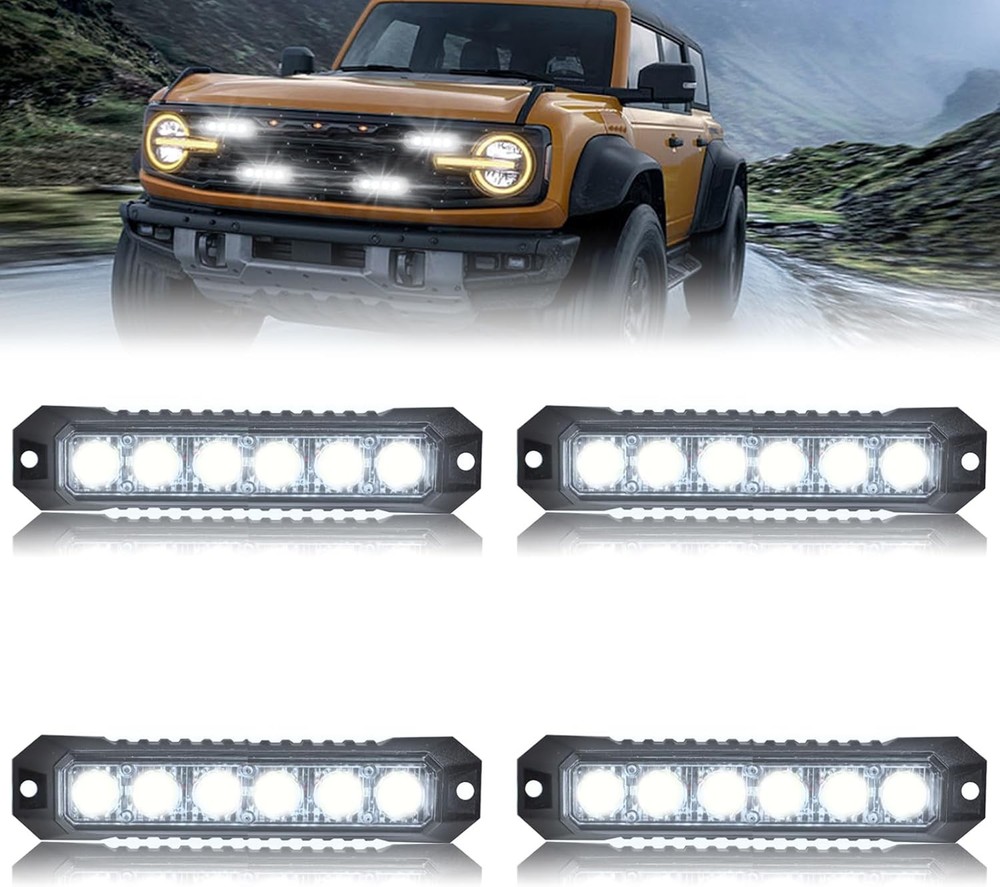 4PCS 6-LED Sync Flash Grille Light | Fits Trucks SUVs