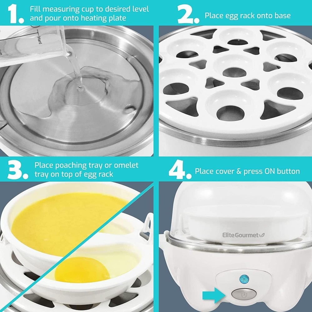 Ultimate Egg Cooker: Poach, Boil & Make Omelets - Easy Peeling & Timer Included