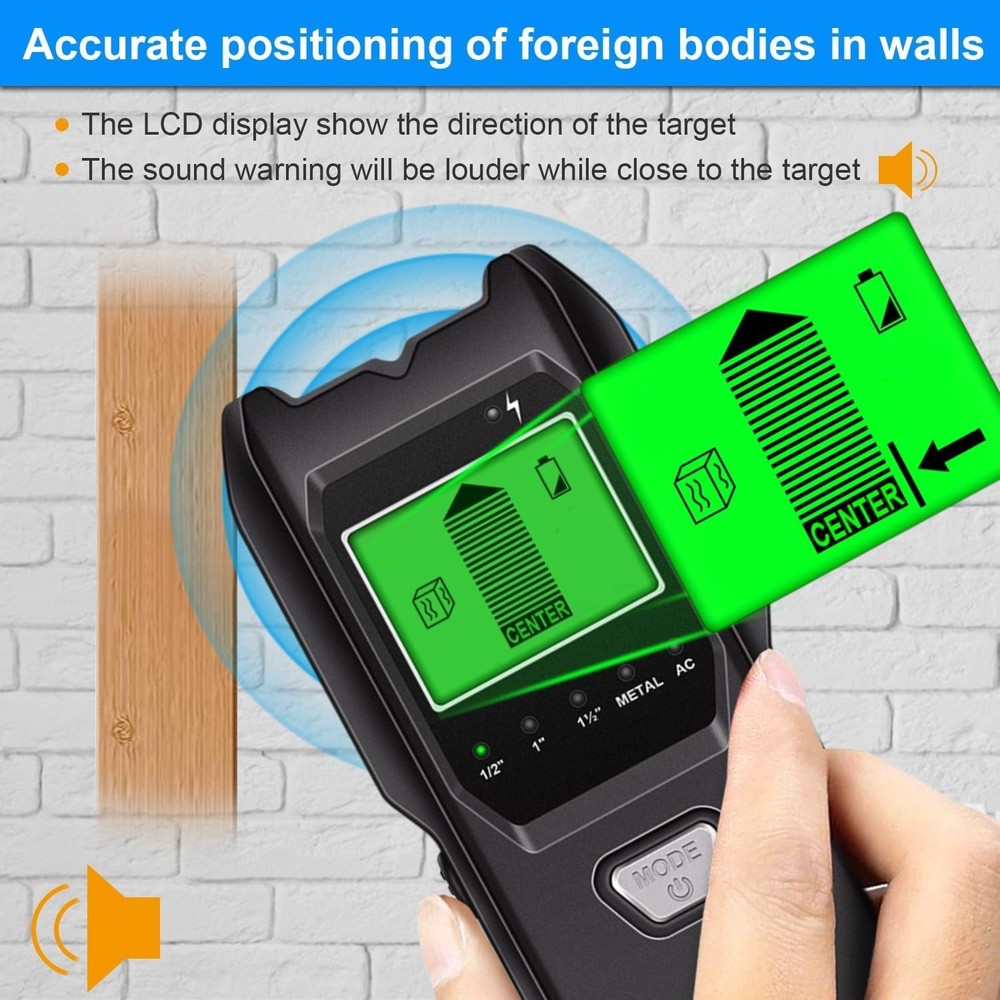 Compact Stud Finder with 5 Detection Modes for Home Renovation and Installations