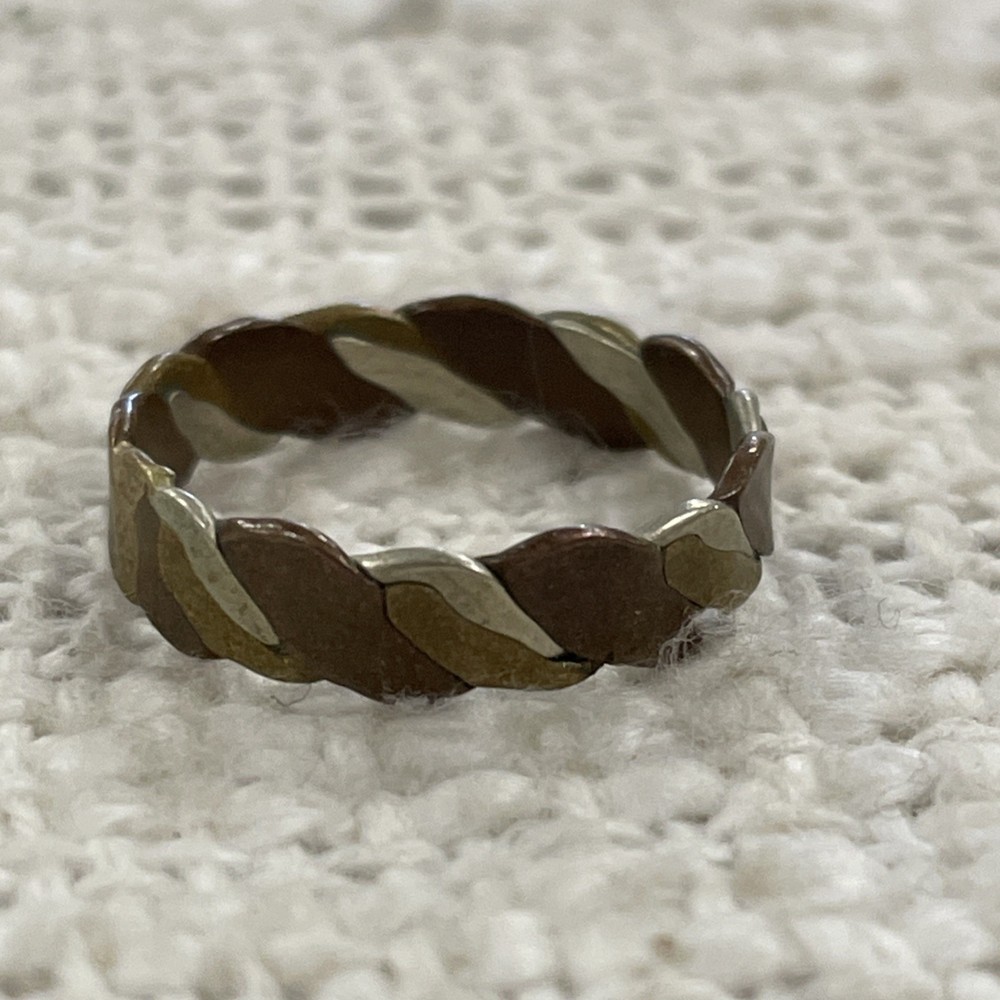 Vintage Multi-Toned Twisted Metal Ring Size 7.75