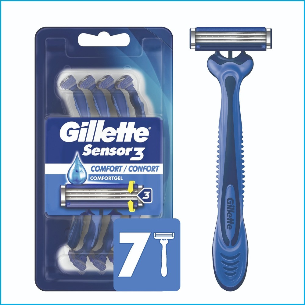 Gillette Sensor3 Comfort Disposable Razors 7 Pack – Men’s Smooth Shave