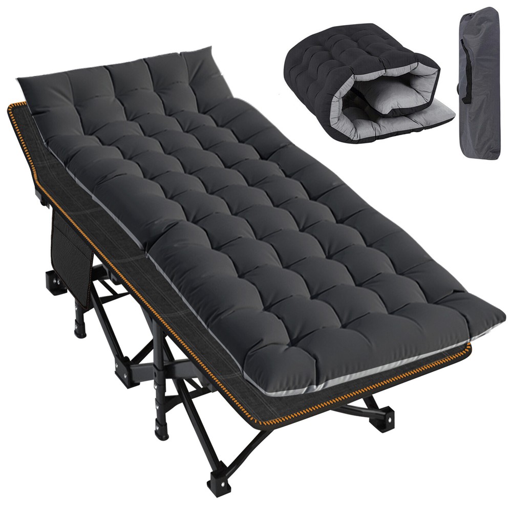 Adults Folding Sleeping Cot Guest Bed Heavy Duty Portable Cots Camping with Mat