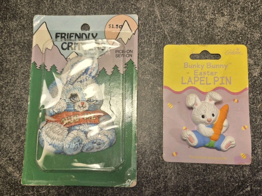 7x5 Bunny Rabbit W/Easter Eggs Window Decor with Pastel Lights+New Pin & Patch