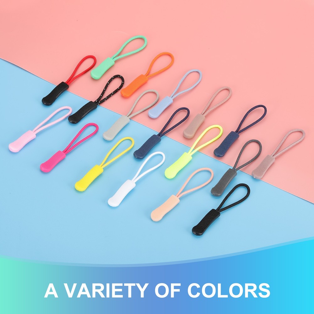 2.6" Zipper Pulls Replacement, 100 Pcs Nylon Cord Extension, Gray Pink
