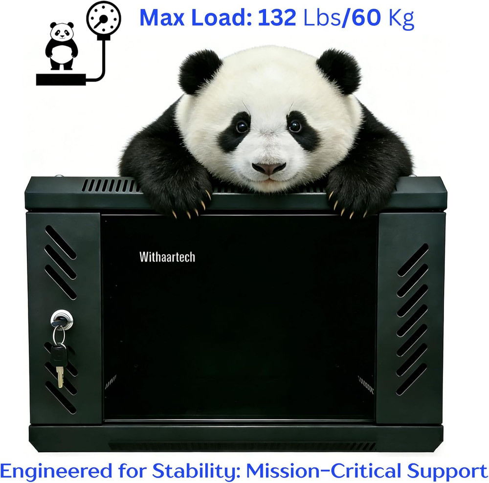 6U Wall Mount Server Cabinet with 360° Cooling & 3 Locking Doors for IT Use
