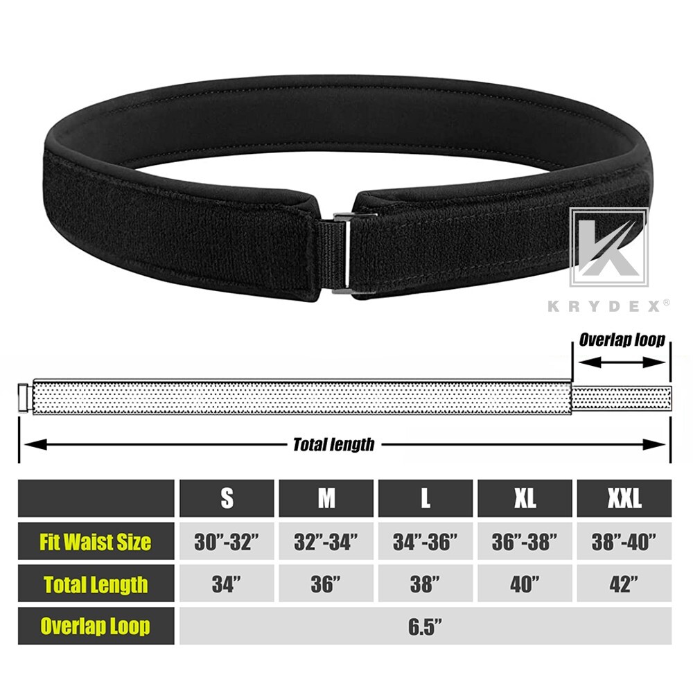 KRYDEX 1.5inch Tactical Belt Soft Comfortable Padded Loop Liner Inner Belt Black