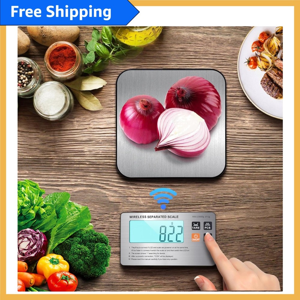 33 lb Wireless Digital Kitchen Scale - Precision With 7 Units, Tare Function