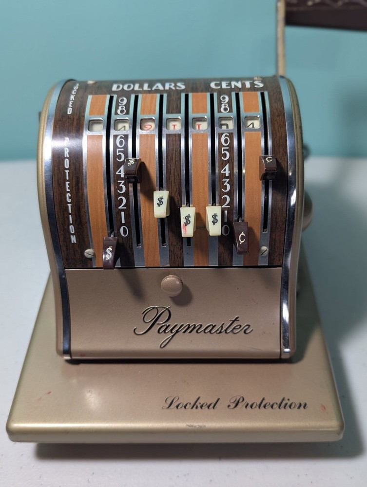 Paymaster Check Writer Machine Series S-1000 With Key Vintage