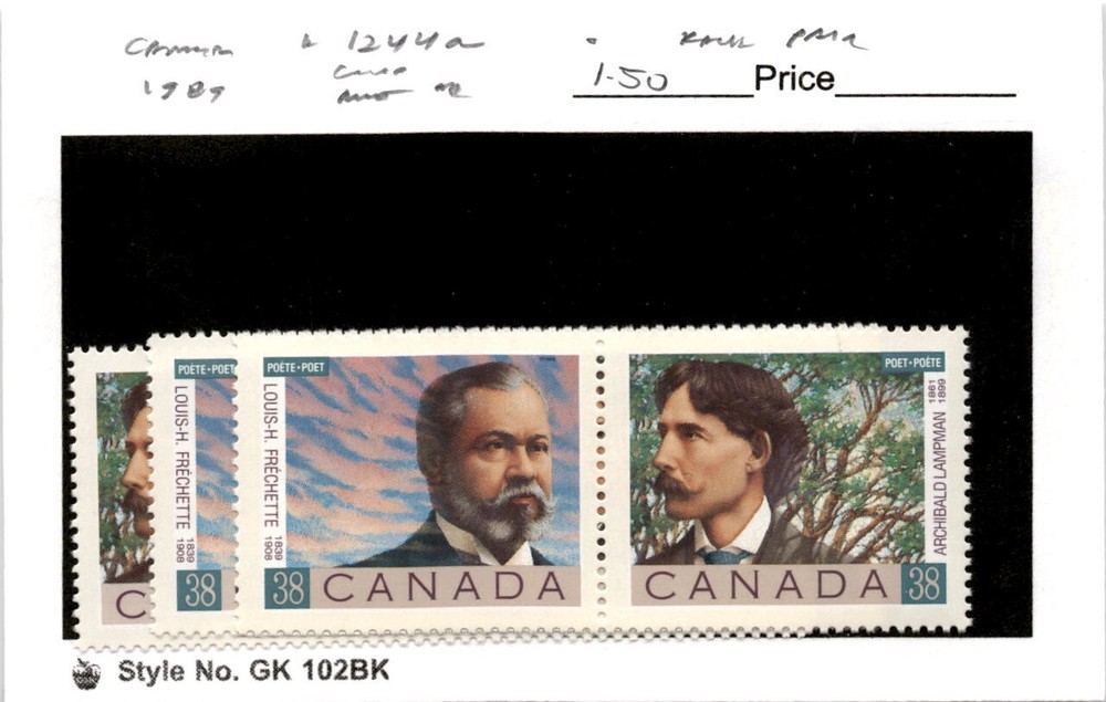 Canada, Postage Stamp, #1244a (3 Ea) Pair Mint NH, 1989 Poets (AE)