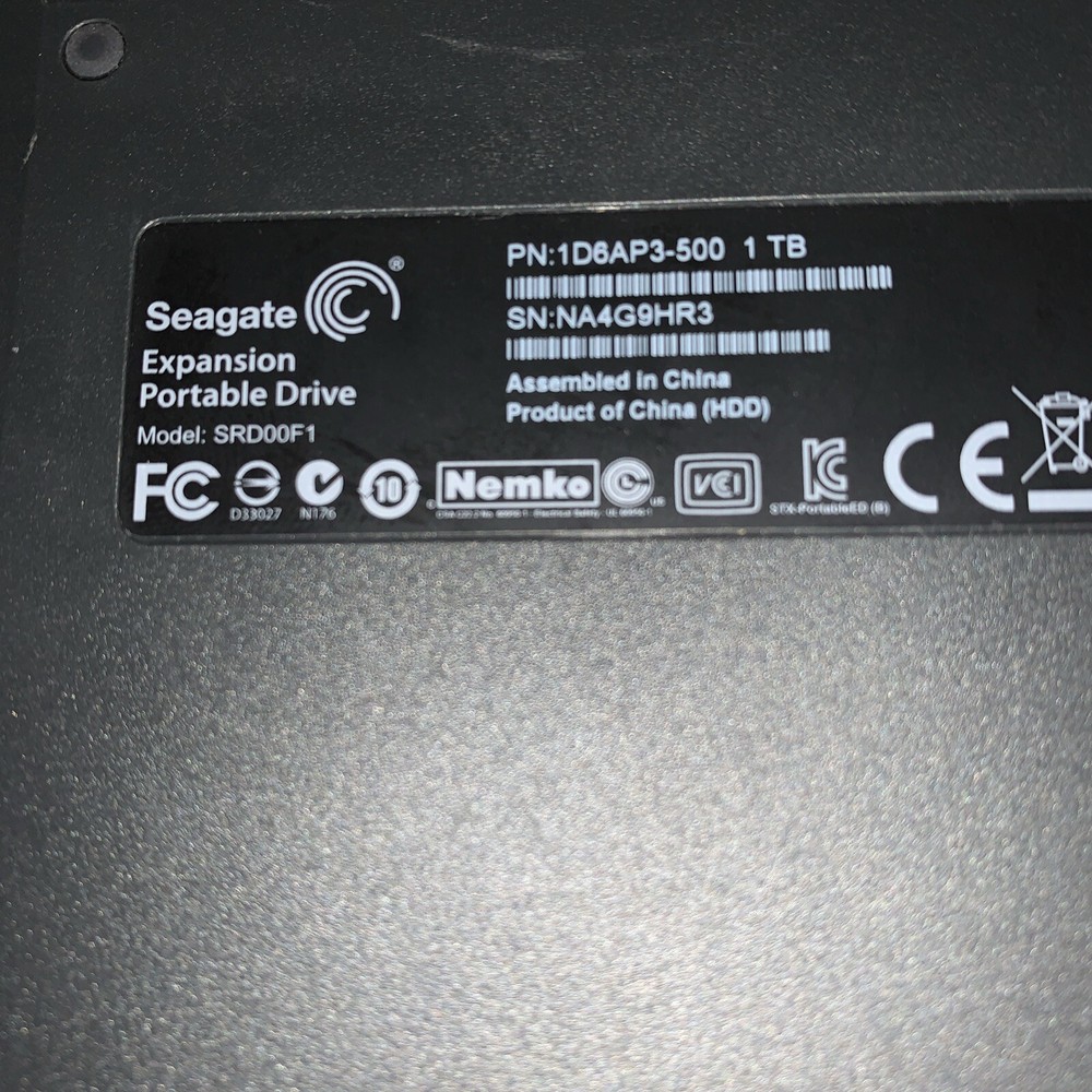 SEAGATE 1D6AP3-500 1TB HARD DRIVE