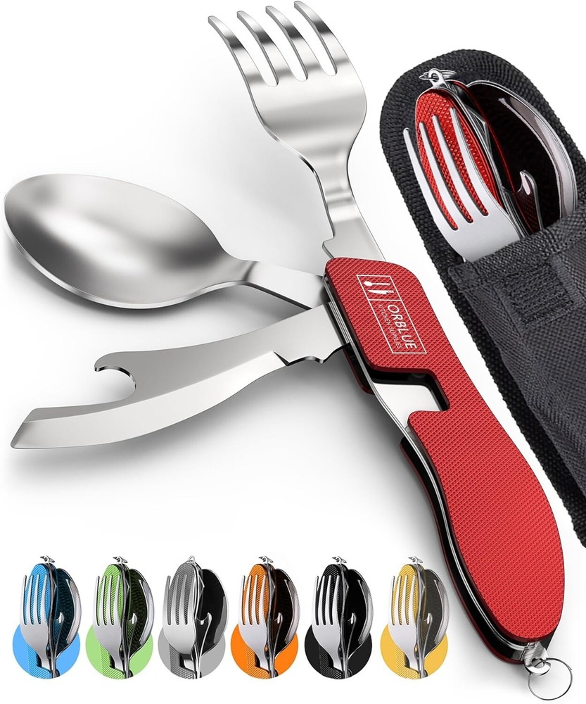 Travel-Friendly Camping Flatware 2-Pack - Rust-Resistant Multitool Utensils Set