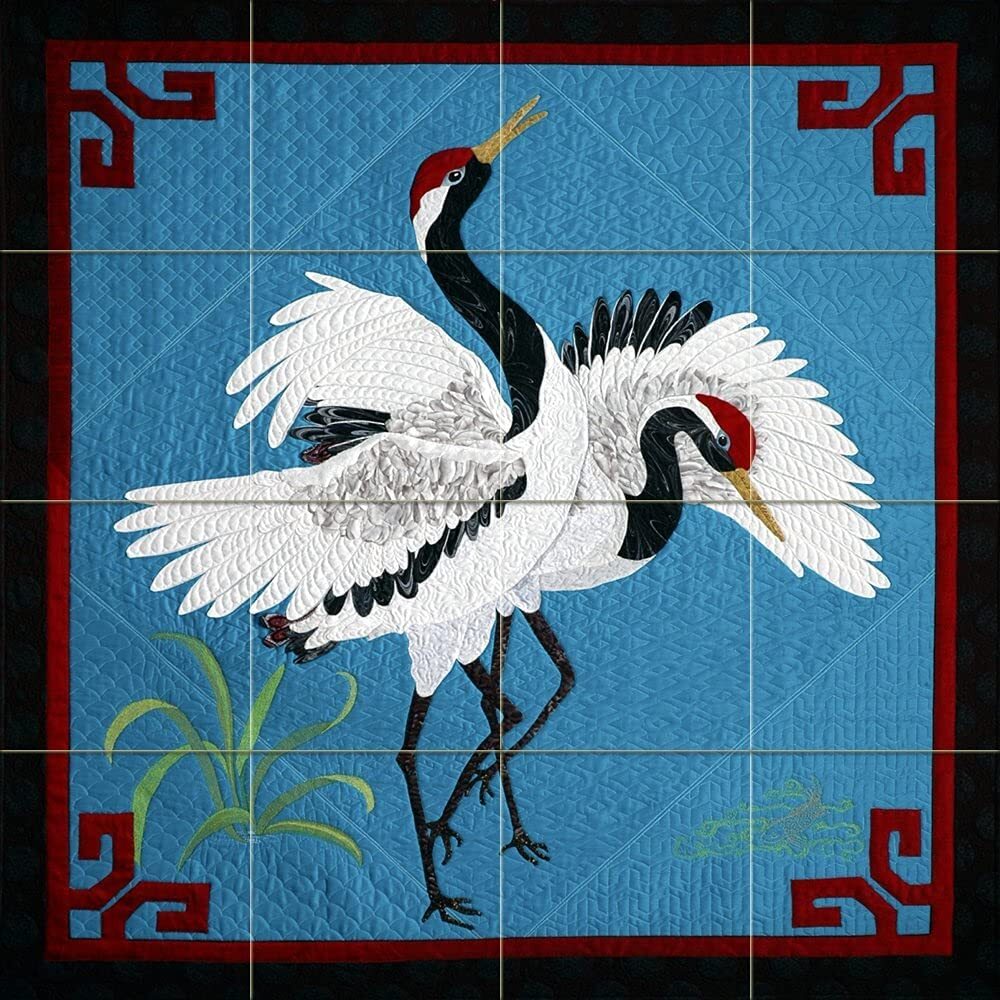 Tile Mural Dancing Craine by K. McNeil Kitchen Shower Backsplash Marble Ceramic