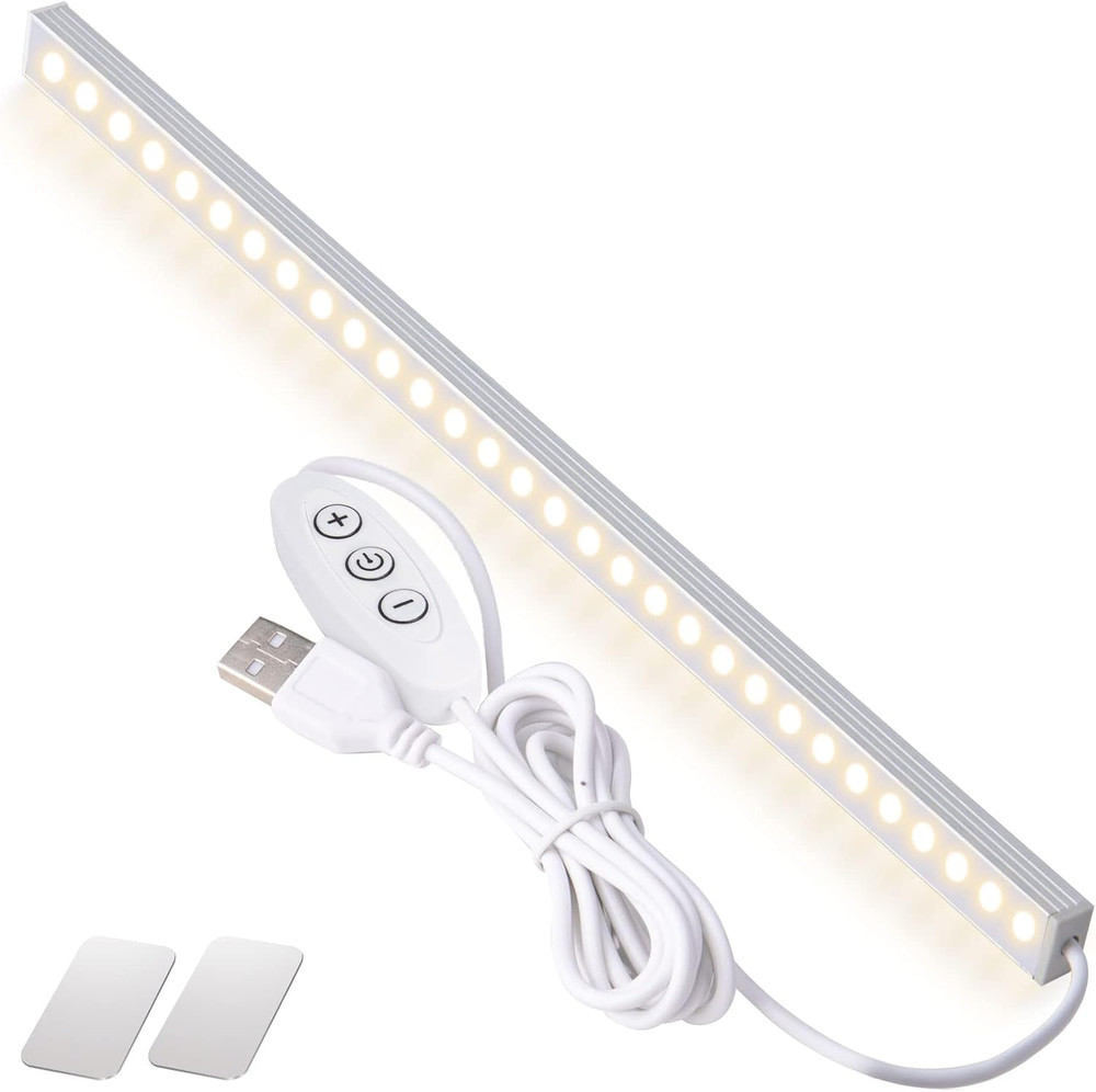 DWEPTU USB Powered under Cabinet Lighting, 12" Tool-Free Mount Dimmable LED Stri