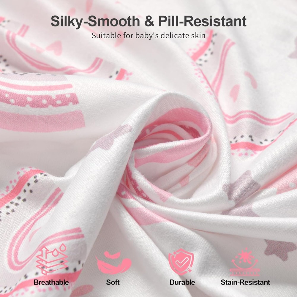 Rainbow Pink Fitted Crib Mattress Sheet 2pk