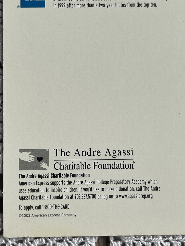 2003 Postcard Andre Agassi Longevity American Express Hieroglyphic Style