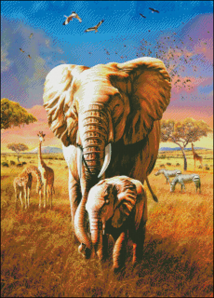 Chart Needlework DIY - Counted Cross Stitch Patterns - Elephant