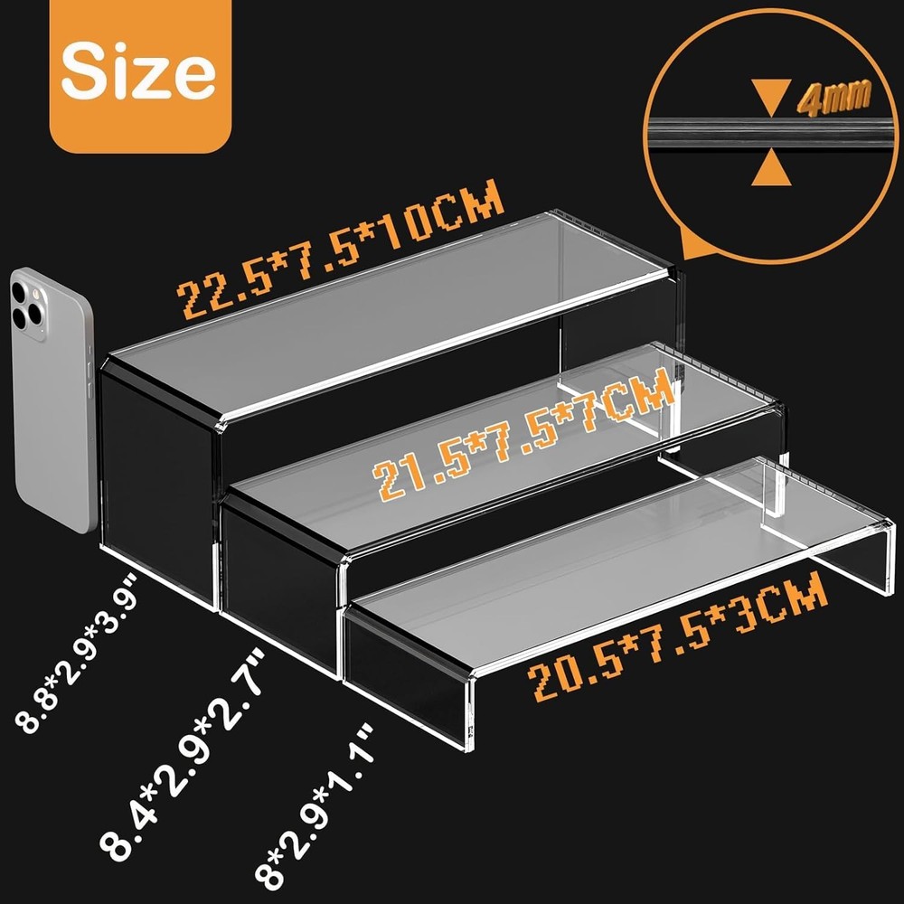 Acrylic Risers 6 Pcs, Clear Risers Display Stand, Plastic Display Risers, Tra...