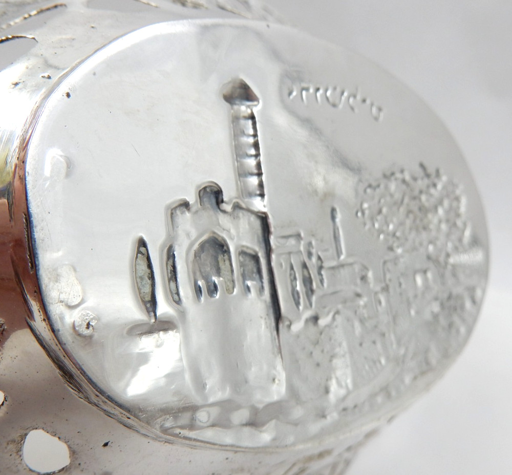 VINTAGE HAZORFIM JUDAIC 800 SOLID SILVER PIERCED BOWL JERUSALEM, 94.9 GRAMS