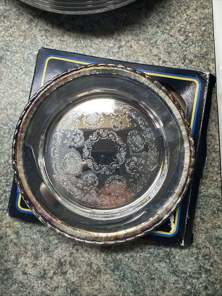 2 Vintage Coasters silver plated plates
