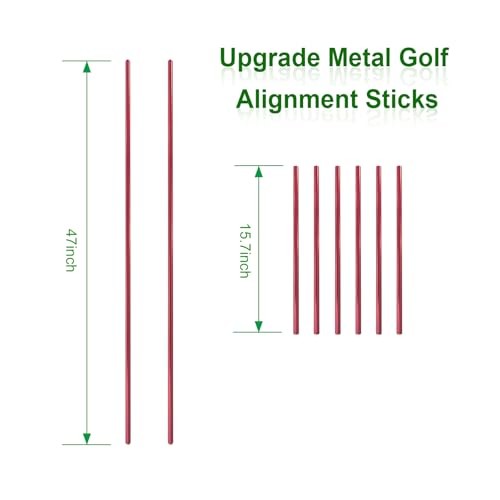 Golf Alignment Stick Training Aid Set - Upgraded Metal Rods with Foldable
