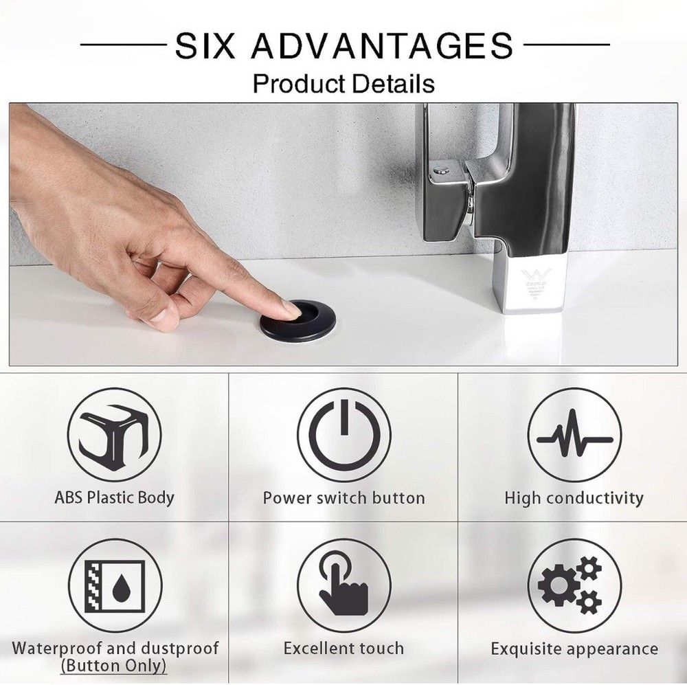 Sink Top Garbage Disposal Air Switch Kit, Matte Black Long Button Brass Made