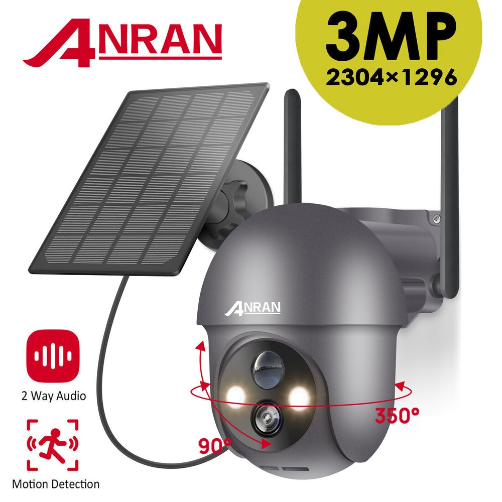 ANRAN 3MP Solar CCTV Camera Ourdoor Wireless Security Camera System WiFi Audio