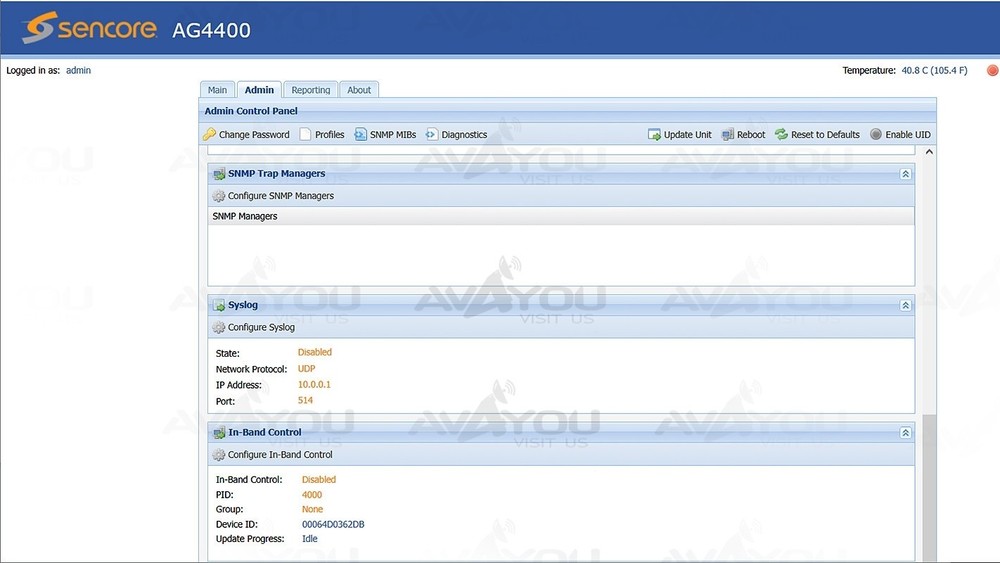 Sencore openGear AG4400 Receiver Decoder SD 4:2:0 H.264 MPEG DVB-S S2 Audio