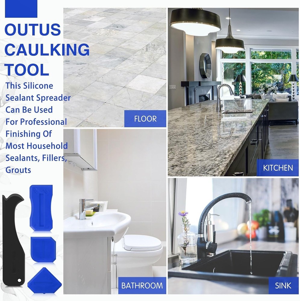 Versatile Caulking Tool Set for Kitchen and Bathroom with Reusable Design