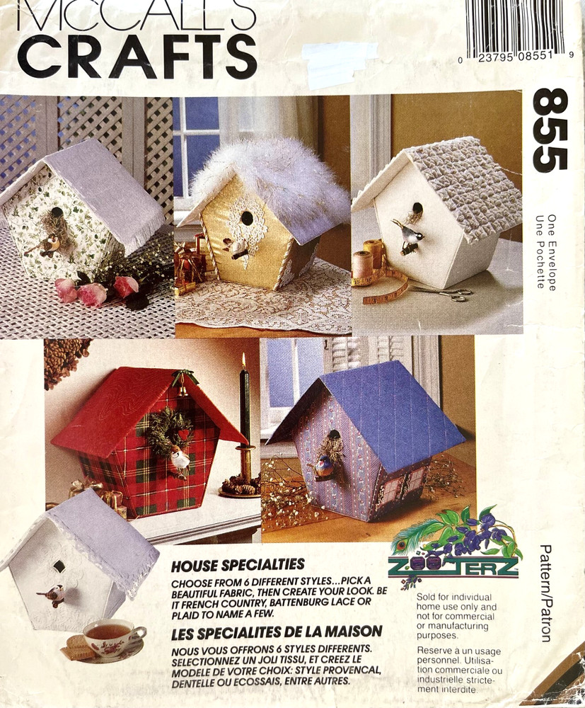 1990's McCall's Bird House Pattern 855 UNCUT