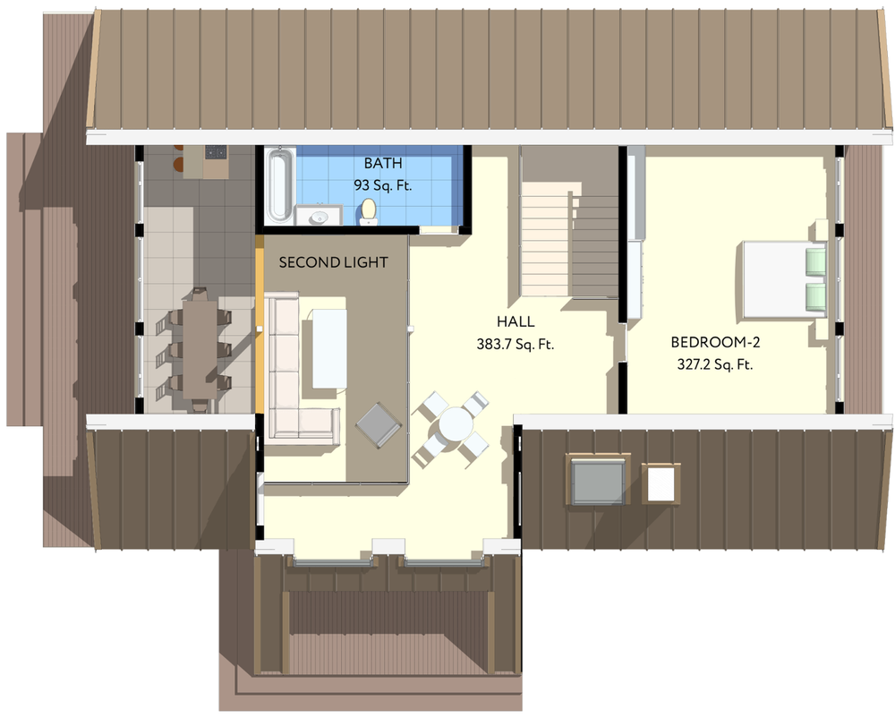 64’x50’ 2-Beds 3-Baths Charming A-Frame Architectural Build Plans PDF Download