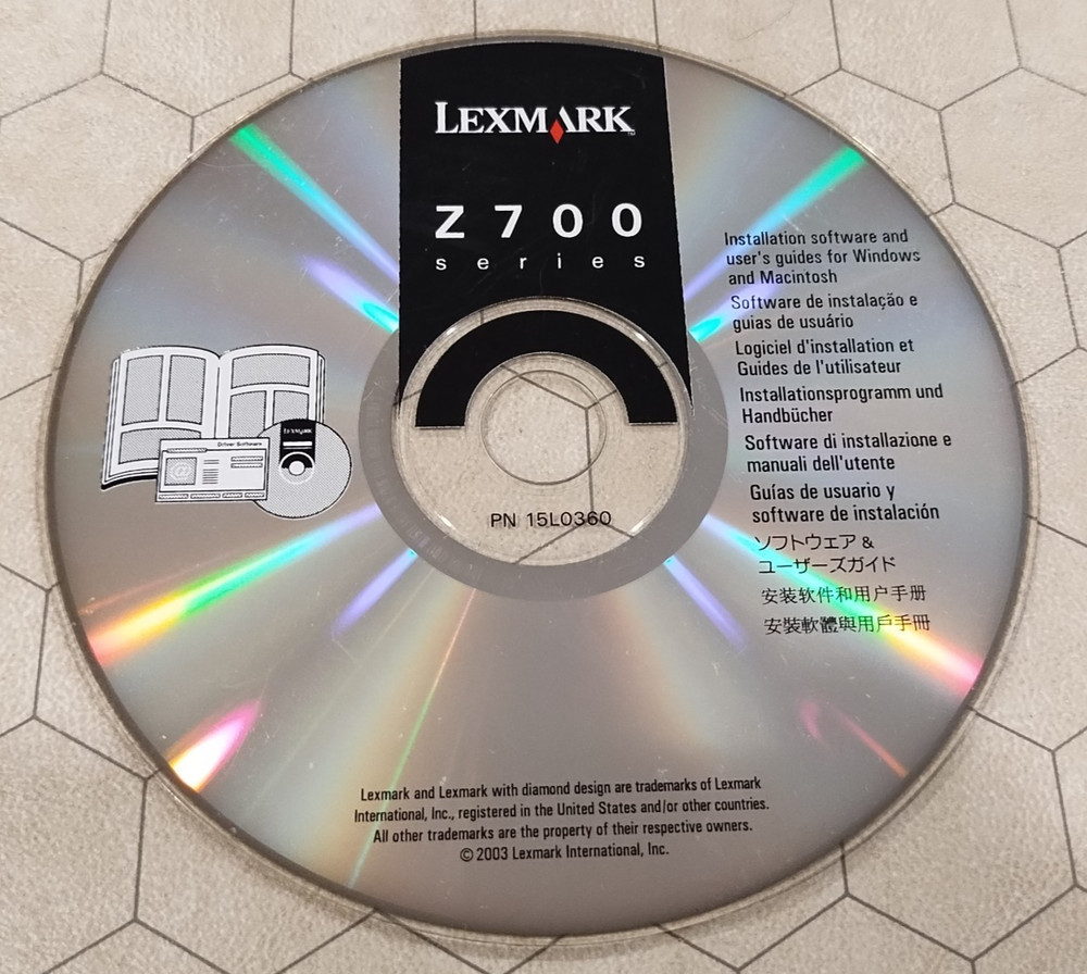 Lexmark Z700 Series Printer Driver Software/User Guide CD-ROM, PC/Mac, 2003